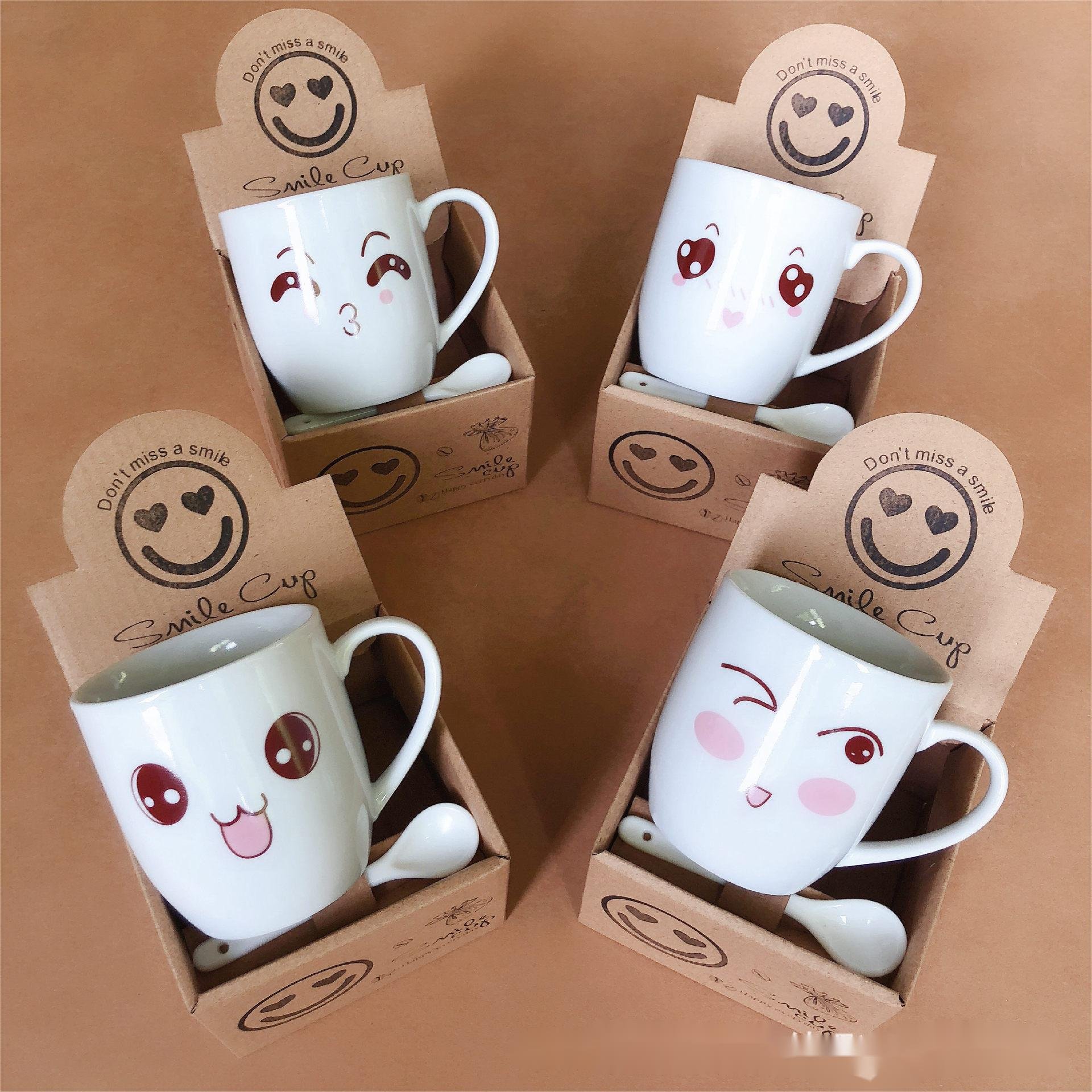 52 Cartoon ceramic cup creative mugs logo coffee cup set gift box