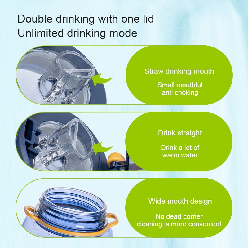 Wholesale New Fashionable bear Plastic Water Bottle Tritan BPA free Potbelly Straw Bottles With Strap