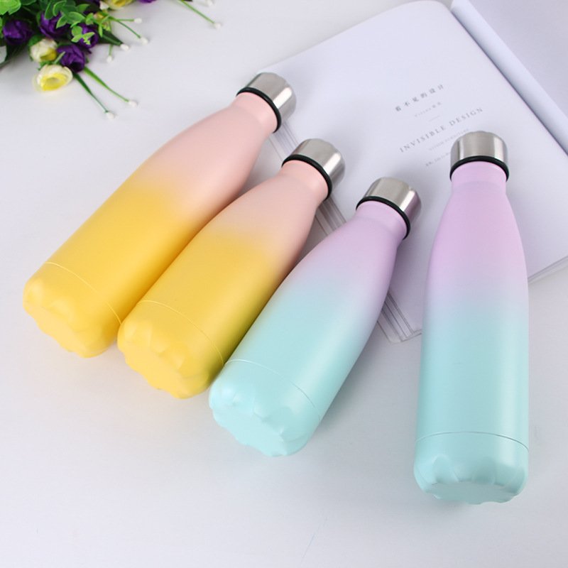 Sport Gym 12oz 17oz Vacuum Flasks Powder Paint 500ml Stainless Steel Cola Shaped Water Bottles Coffee Mugs Tumbler Cups