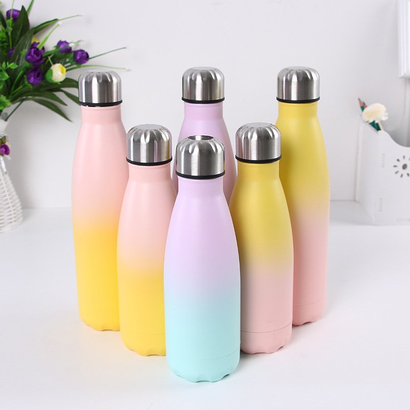 Sport Gym 12oz 17oz Vacuum Flasks Powder Paint 500ml Stainless Steel Cola Shaped Water Bottles Coffee Mugs Tumbler Cups