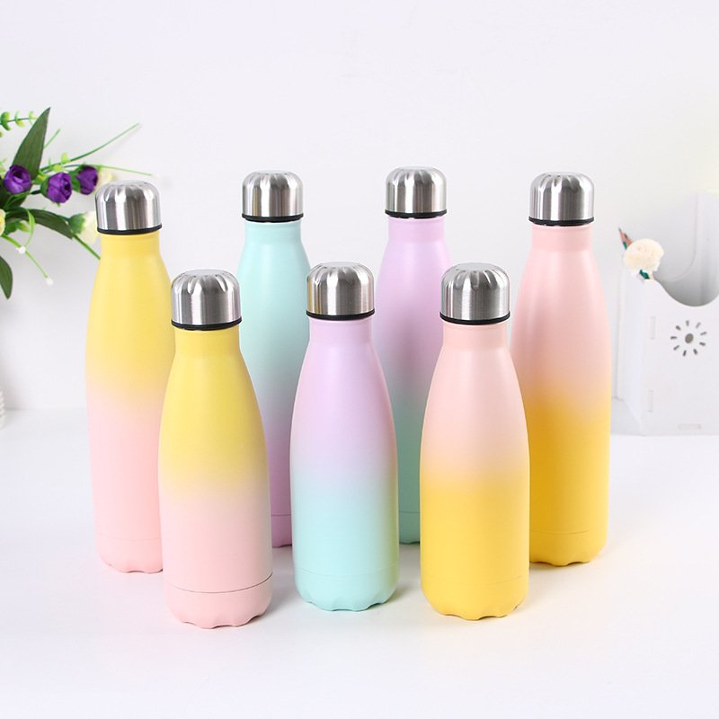 Sport Gym 12oz 17oz Vacuum Flasks Powder Paint 500ml Stainless Steel Cola Shaped Water Bottles Coffee Mugs Tumbler Cups