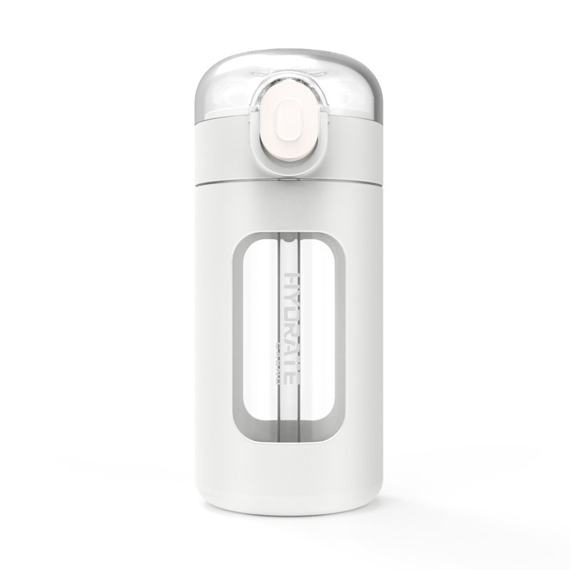 2022 Reusable Transparent Summer Design Outdoor 240ml Borosilicate Glass Water Bottle with Straw