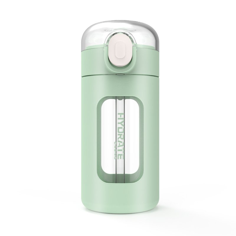 2022 Reusable Transparent Summer Design Outdoor 240ml Borosilicate Glass Water Bottle with Straw