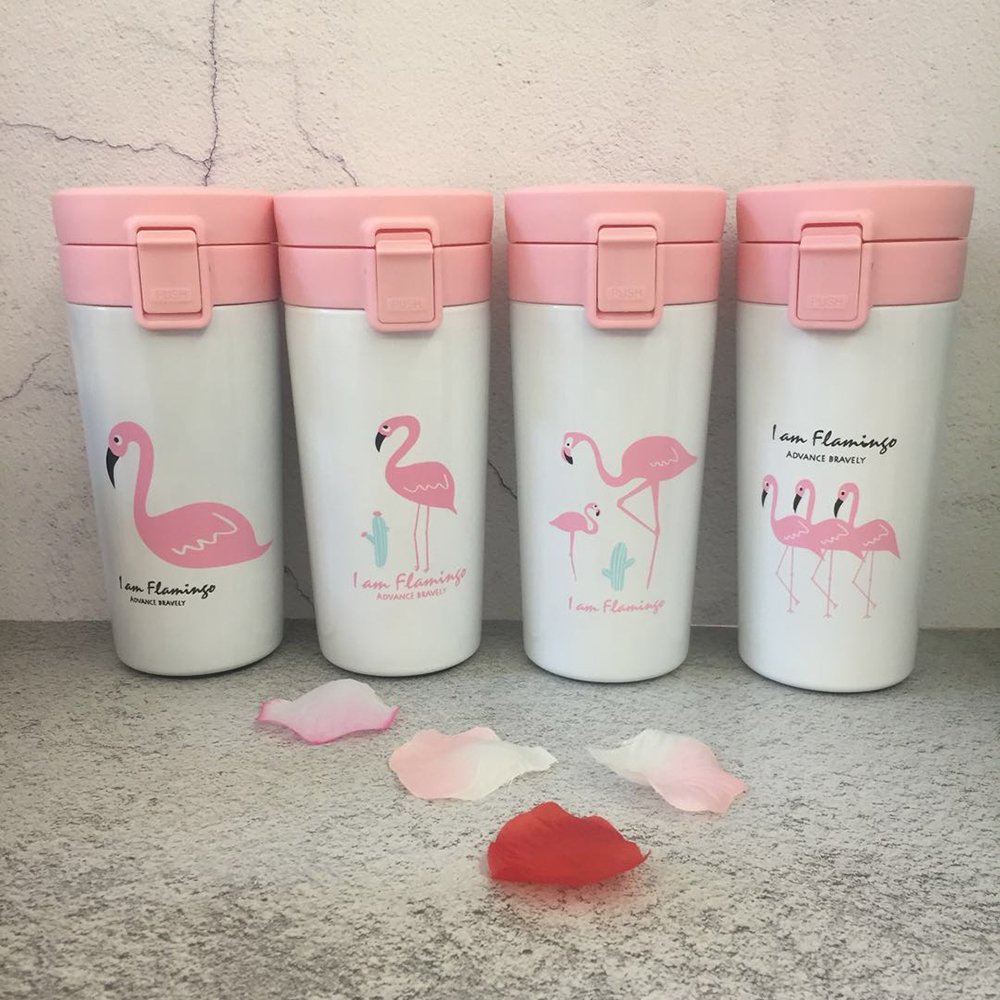 Wholesale cafe stainless steel sublimation flamingos double wall thermos mugs vacuum coffee cup