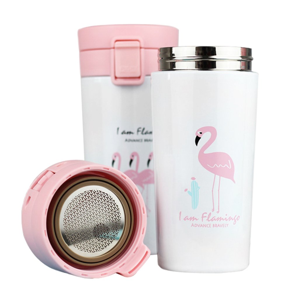 Wholesale cafe stainless steel sublimation flamingos double wall thermos mugs vacuum coffee cup
