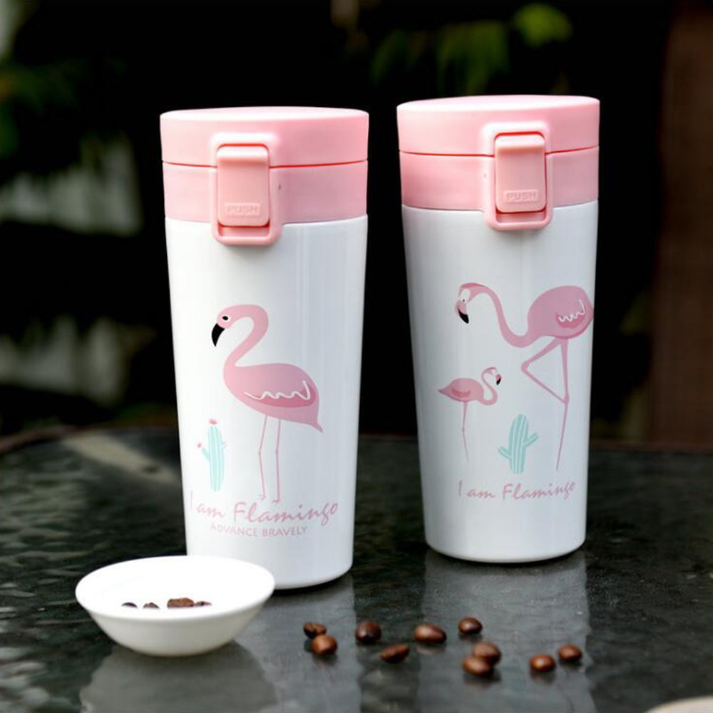 Wholesale cafe stainless steel sublimation flamingos double wall thermos mugs vacuum coffee cup