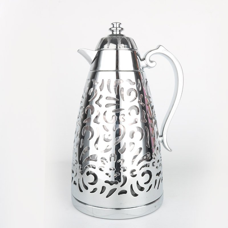 EYE CATCHING TURKISH STYLE WHOLE BODY HOLLOW DECORATION GOLDEN COATED 1000 ML GLASS LINER VACUUM INSULATED FLASK