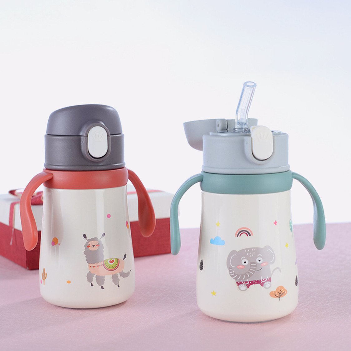 360ml Custom Kids Cartoon Travel Children Vacuum Double Wall Insulated 316 Stainless Steel Water Bottle With Straw