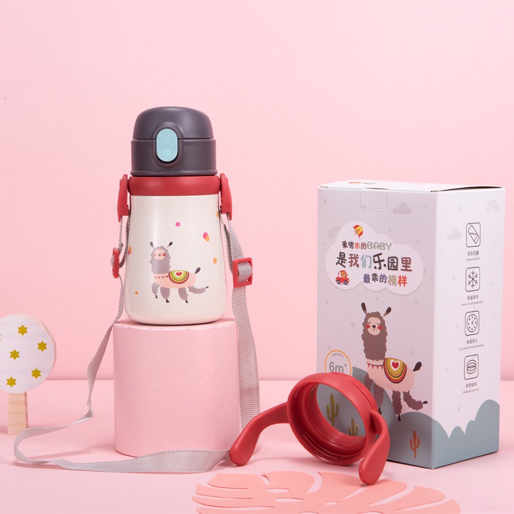 360ml Custom Kids Cartoon Travel Children Vacuum Double Wall Insulated 316 Stainless Steel Water Bottle With Straw