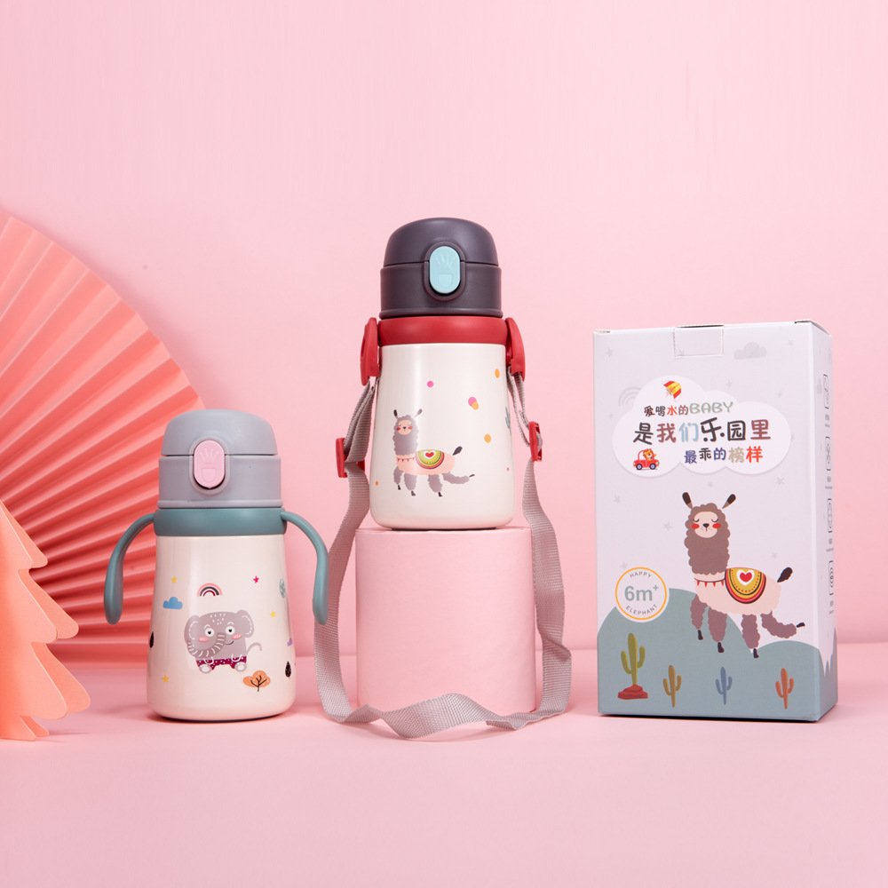 360ml Custom Kids Cartoon Travel Children Vacuum Double Wall Insulated 316 Stainless Steel Water Bottle With Straw