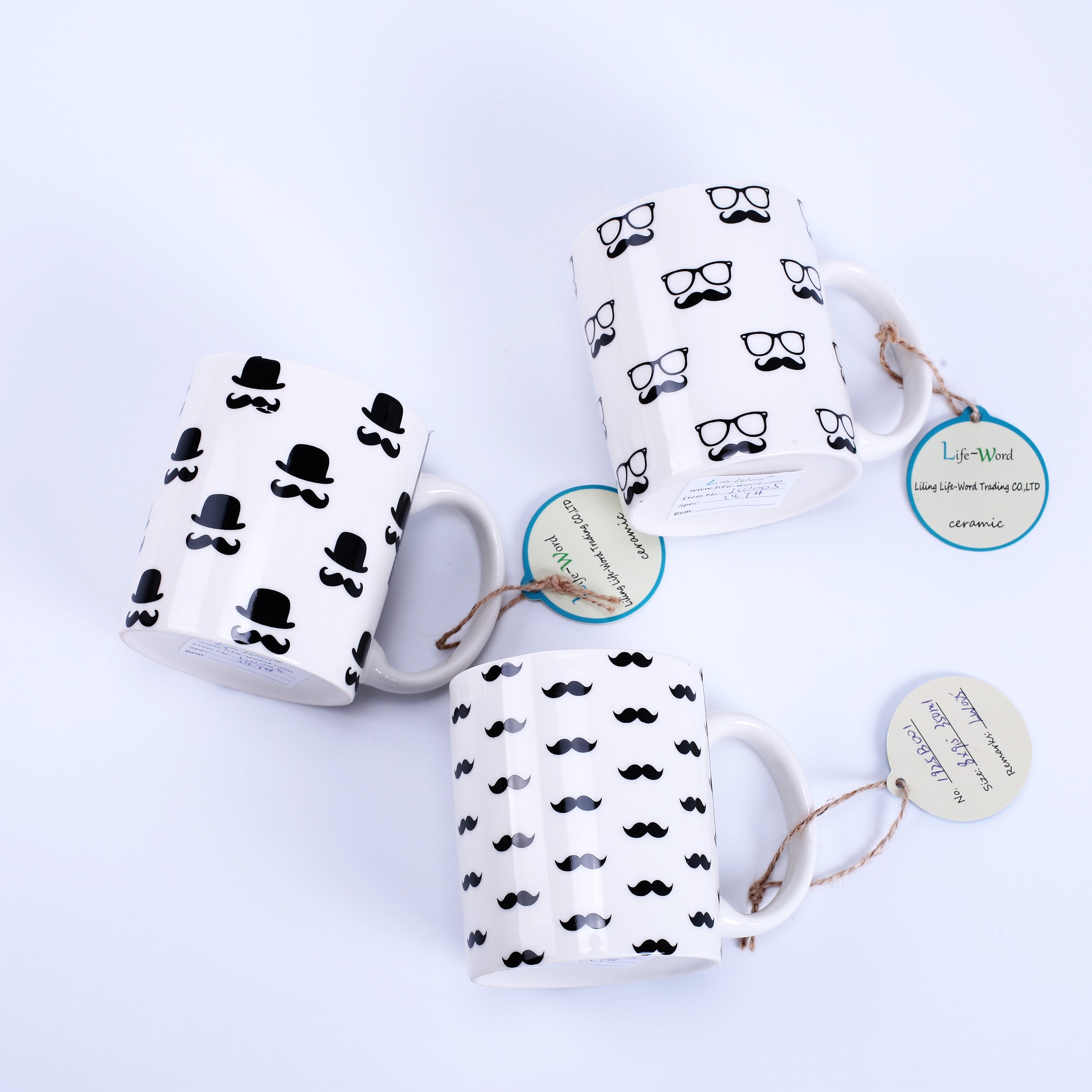 Shaped Coffee Cup Plain White Porcelain Mug Hot Sale Straight Customized Mugs Ceramic Bohemian HANDGRIP Food Contact Safe 350ml
