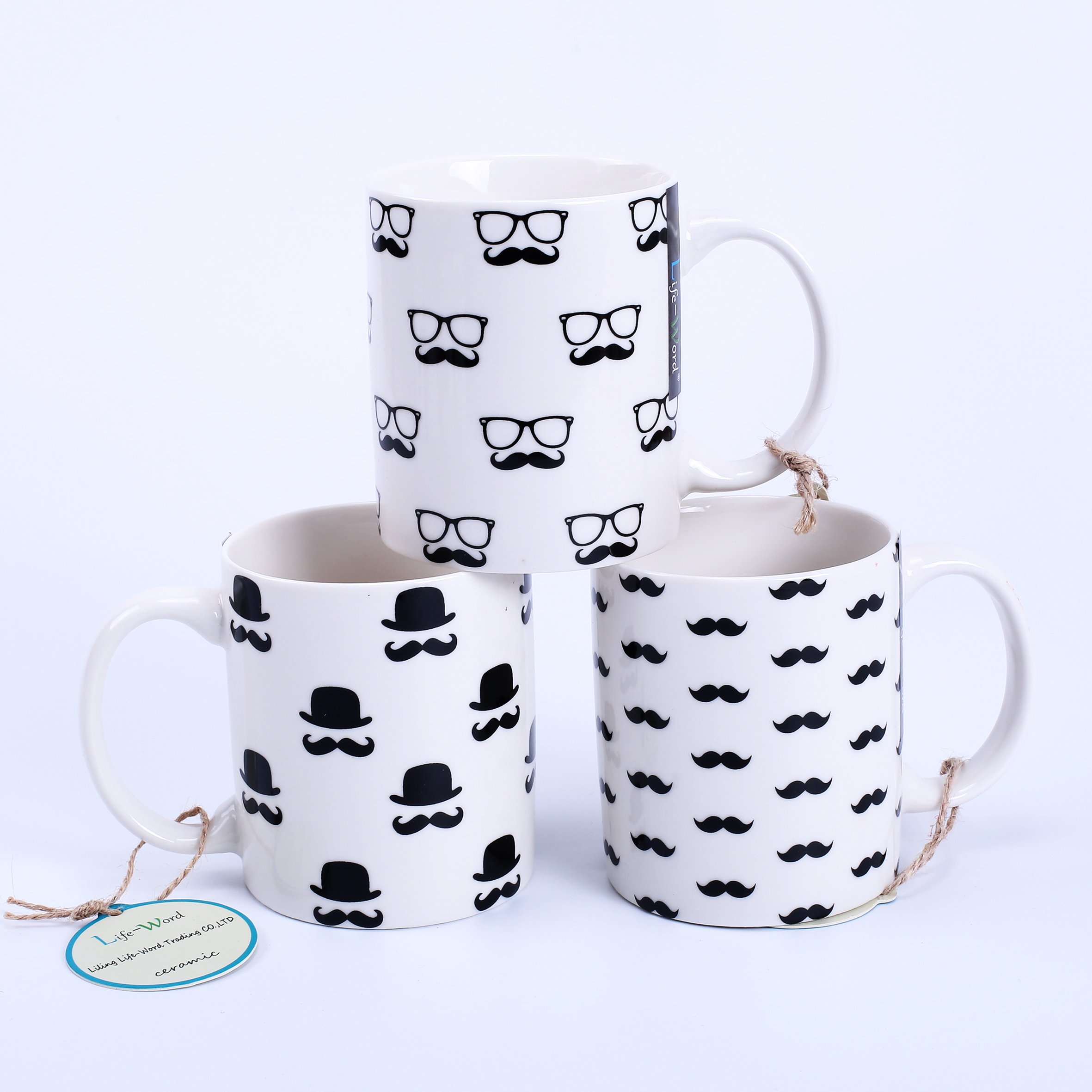 Shaped Coffee Cup Plain White Porcelain Mug Hot Sale Straight Customized Mugs Ceramic Bohemian HANDGRIP Food Contact Safe 350ml