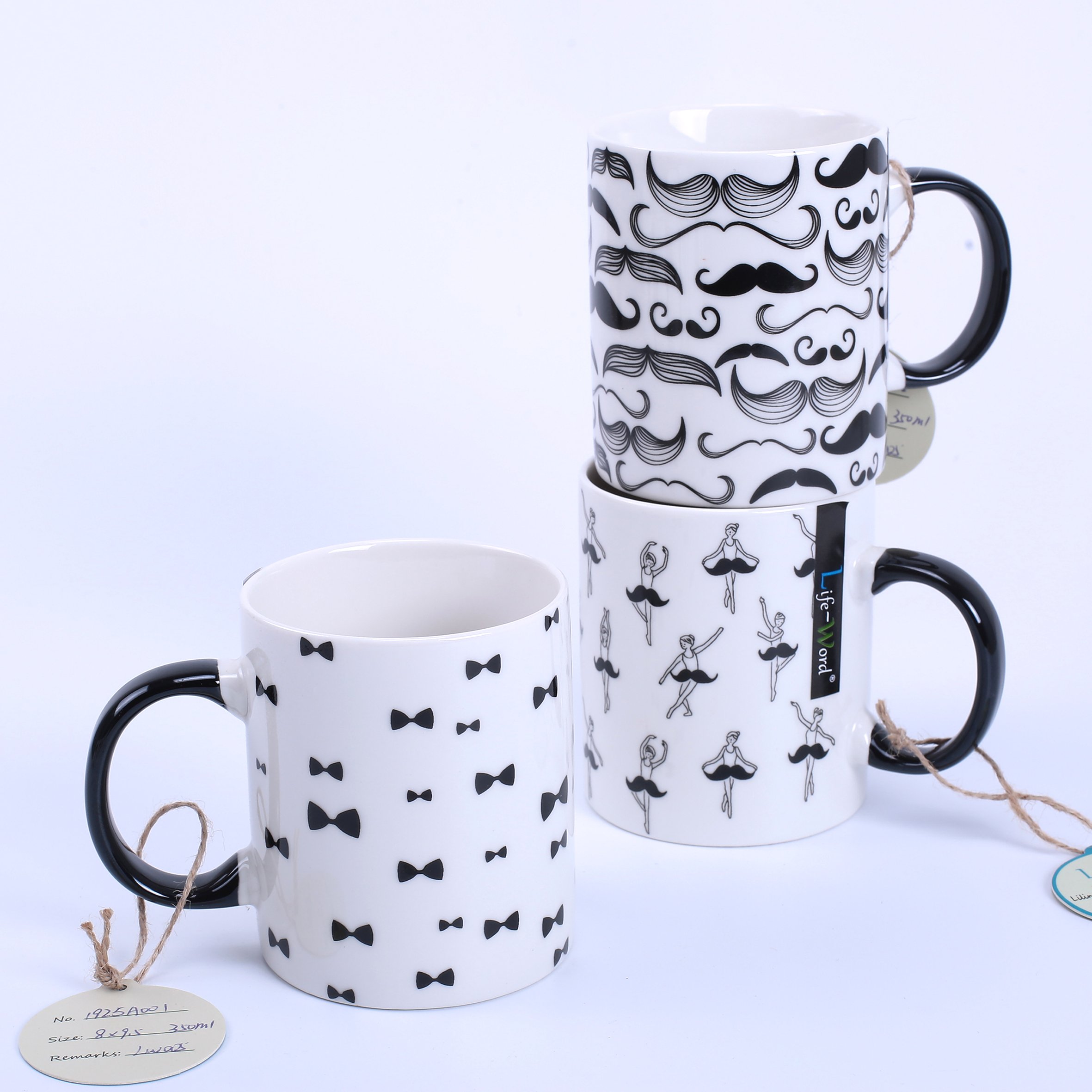 Shaped Coffee Cup Plain White Porcelain Mug Hot Sale Straight Customized Mugs Ceramic Bohemian HANDGRIP Food Contact Safe 350ml