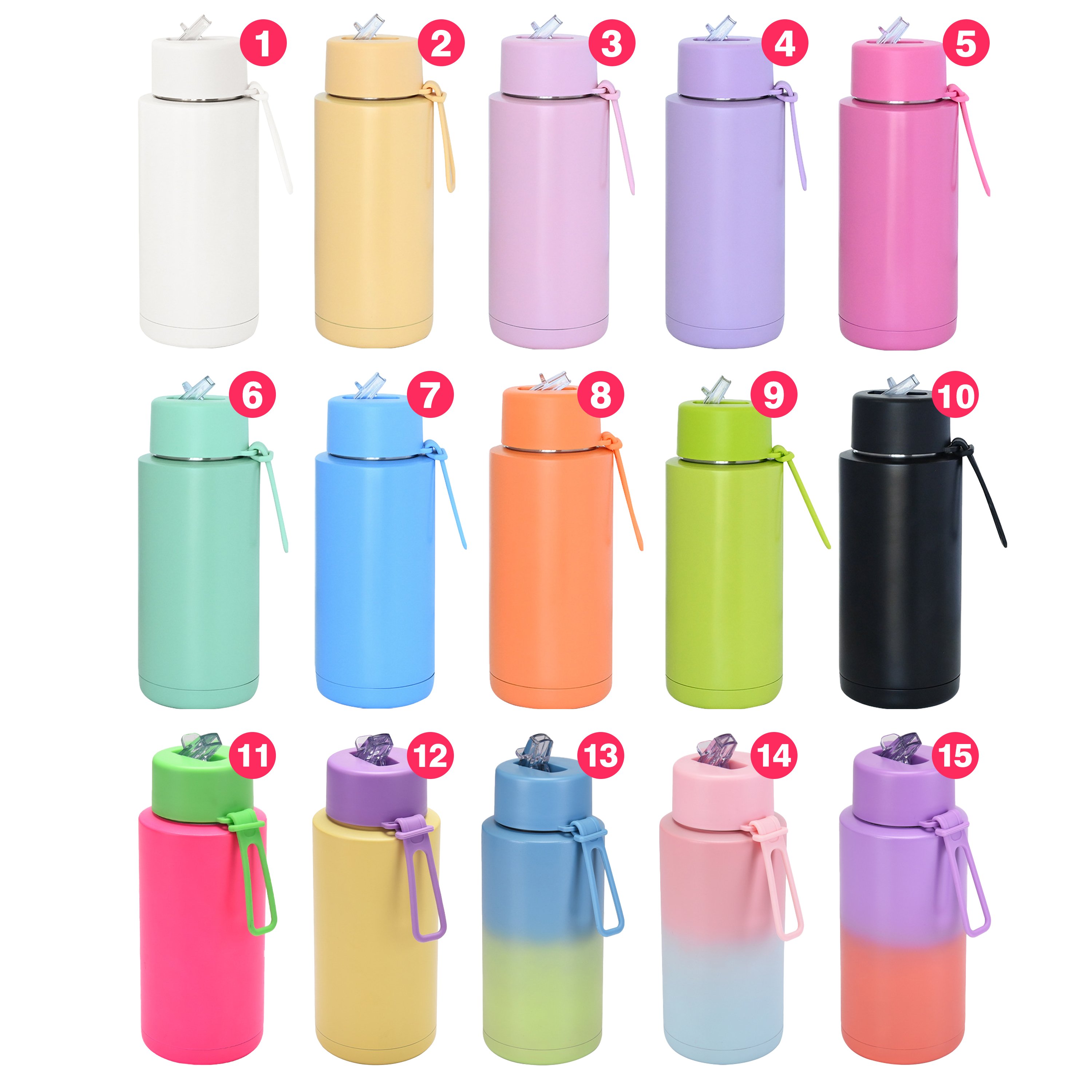 Custom Logo Australia Bpafree Insulated Vacuum Flask 34Oz 1000Ml Double Wall Steel Ceramic Inner Thermal Bottles With Straw Lid