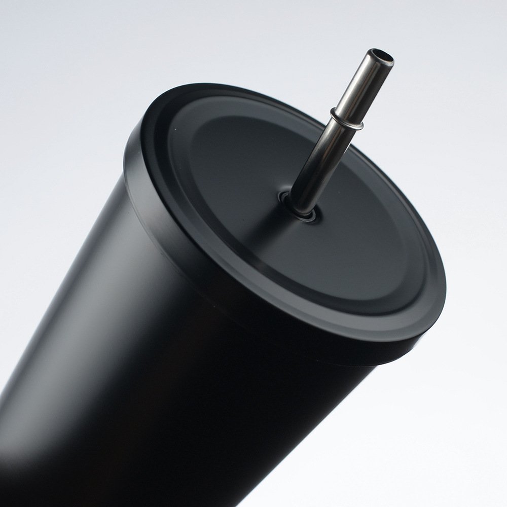 Custom 500ml 750ml Stainless Steel Straw Insulated Mug Large Capacity Water Bottle Double-layer Vacuum Coffee Cup With Brush