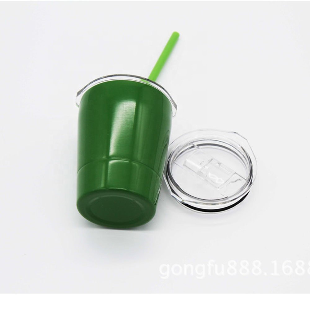 New 8oz Powder Coated Double Wall Stainless Steel Reusable Vacuum Mug With Lid