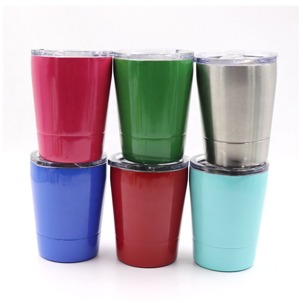 New 8oz Powder Coated Double Wall Stainless Steel Reusable Vacuum Mug With Lid