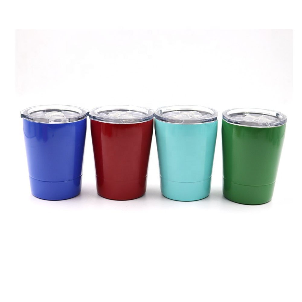 New 8oz Powder Coated Double Wall Stainless Steel Reusable Vacuum Mug With Lid