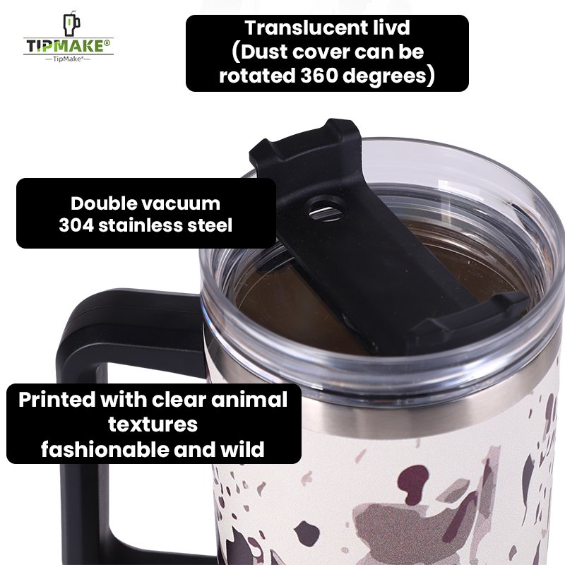 YEDI 40oz Double Wall Stainless Steel Vacuum Travel Mug With Handle and lid