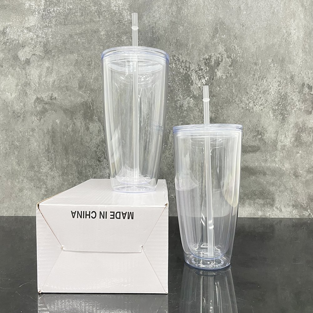 New arrival 25oz BPA free snowglobe clear drinking glasses plastic cup double wall blank glitter transparent acrylic tumbler mug