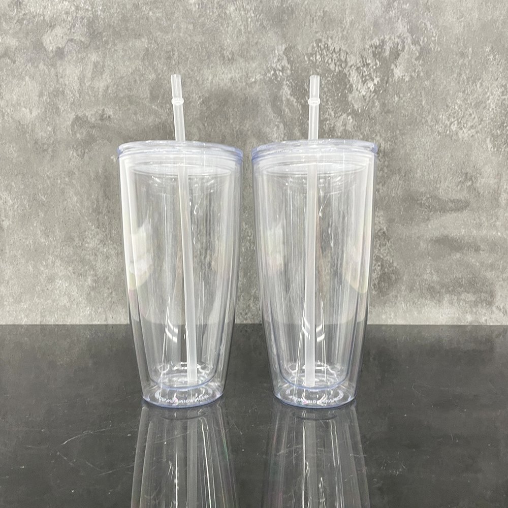 New arrival 25oz BPA free snowglobe clear drinking glasses plastic cup double wall blank glitter transparent acrylic tumbler mug