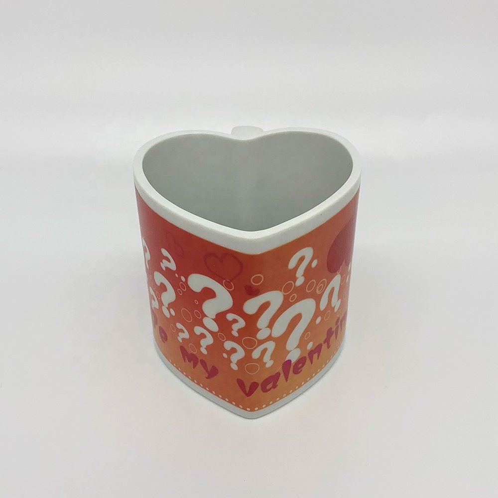 High Quality Custom Valentines Gift 11 oz Ceramic Heart Shape Mug