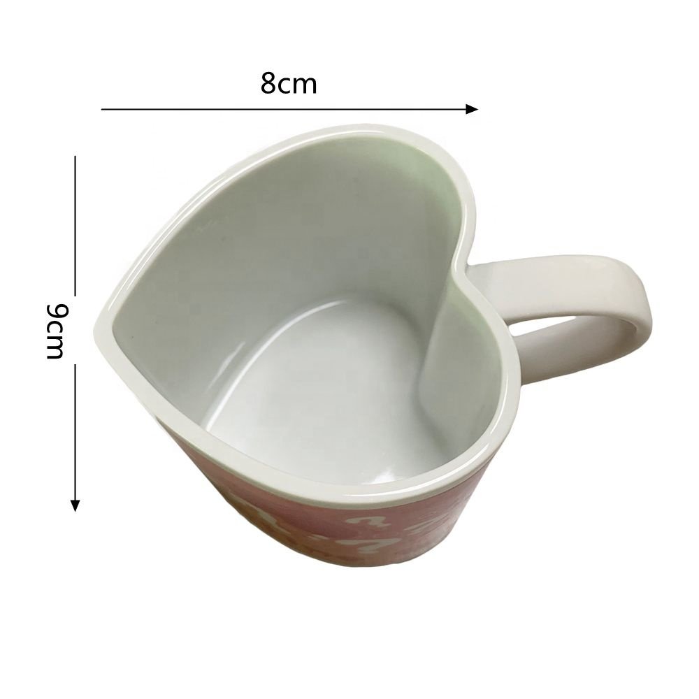 High Quality Custom Valentines Gift 11 oz Ceramic Heart Shape Mug