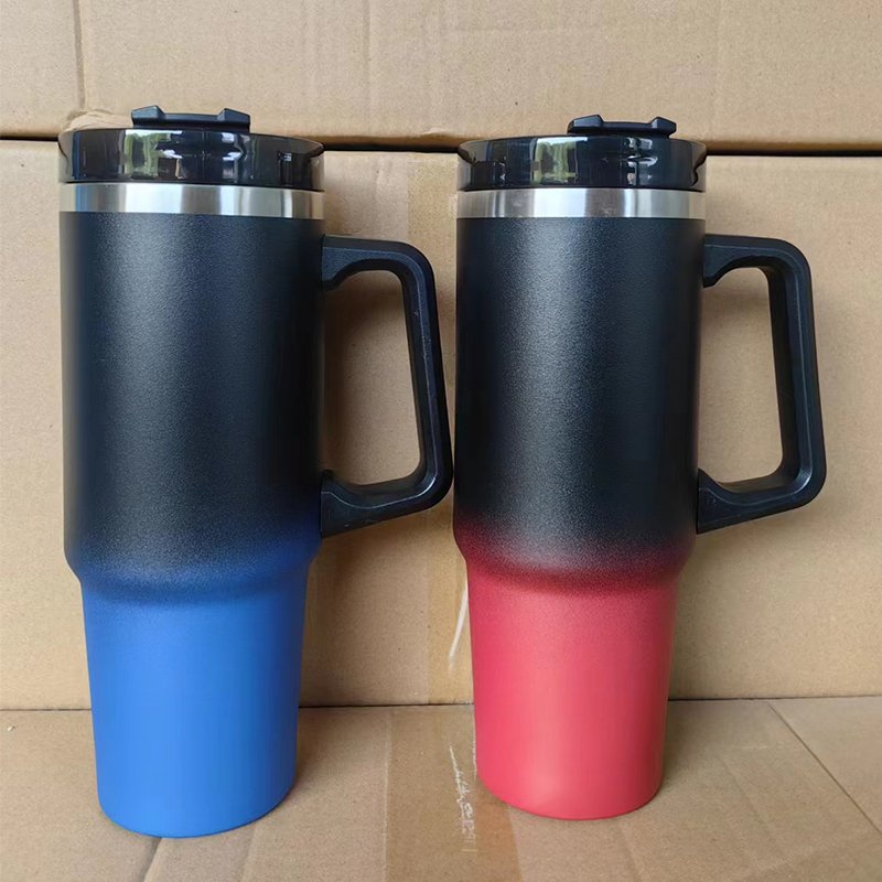 custom logo vacuum insulated stainless steel 40 oz tumbler cup with handle and straw adventure Stanelys travel 40oz 30oz white