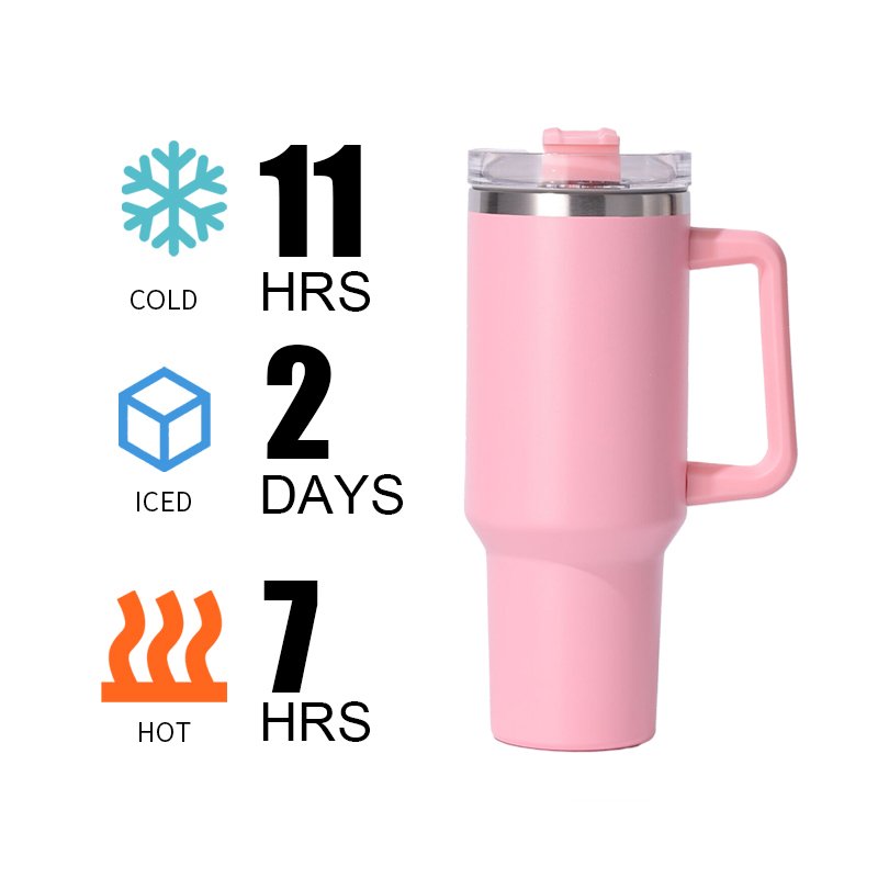 40oz Bottle with Handle Hot Coffee Mug Cup Thermal Stainless Steel Tumbler with Straws Vacuum Flask Insulated Portable Cup