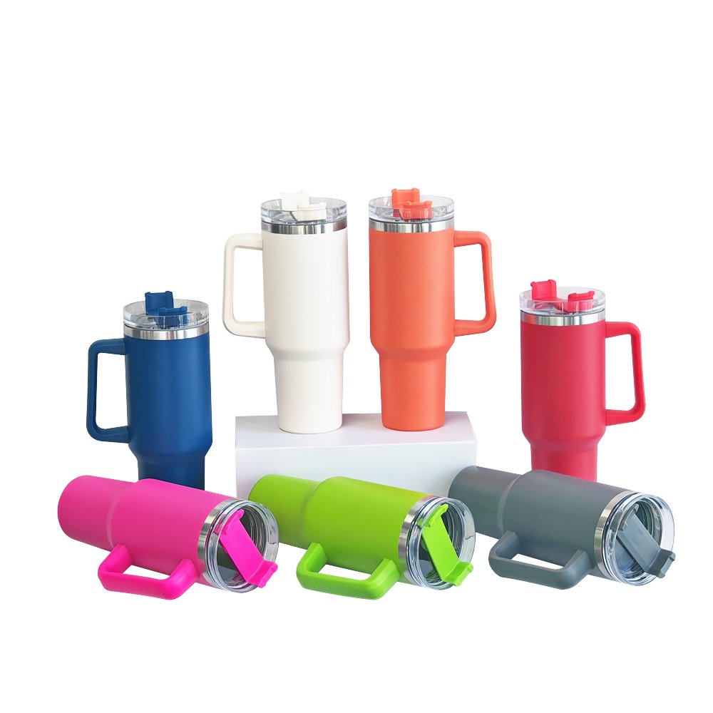 40oz Bottle with Handle Hot Coffee Mug Cup Thermal Stainless Steel Tumbler with Straws Vacuum Flask Insulated Portable Cup