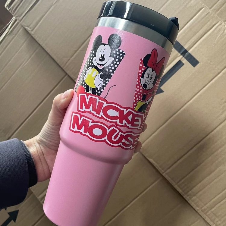 Wholesale 30oz cartoon hello Kittye vacuum cup Cute Lilo Stitch Tumbler Mugs Kawaii sanrioe thermos cup Mouse &Duck cup for gift