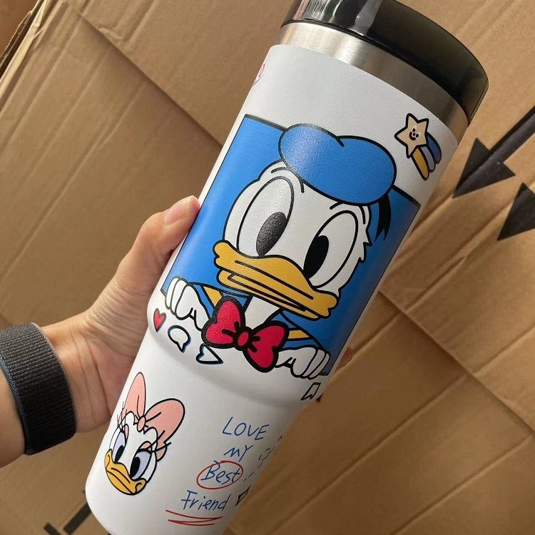 Wholesale 30oz cartoon hello Kittye vacuum cup Cute Lilo Stitch Tumbler Mugs Kawaii sanrioe thermos cup Mouse &Duck cup for gift
