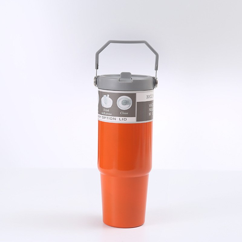High Quality 500ml 304 Stainless Steel Vacuum Flask Thermos Cup Set Custom Logo Heat Insulation Beer Mugs Lid Hot Business Gift