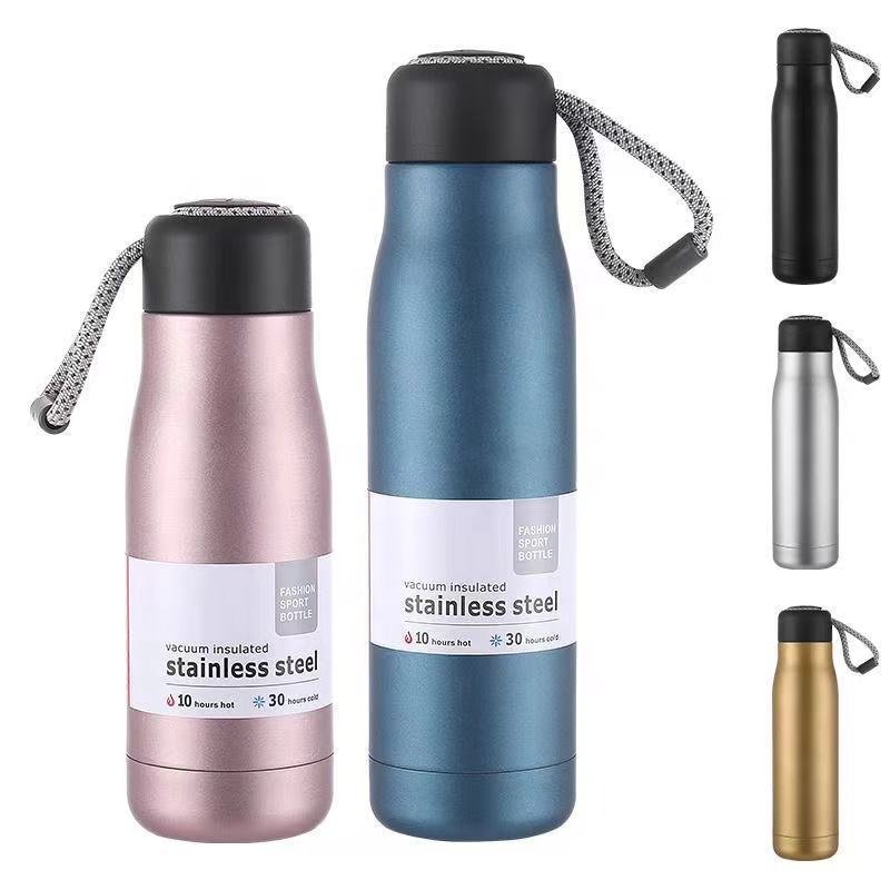 350ml 500ml Wholesale stainless steel water bottles with strap travel portable vacuum flask Insulated water bottles