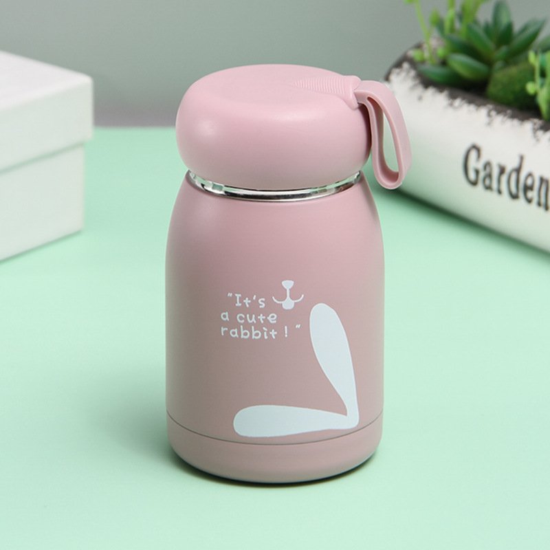 Mini Creative Rabbit Design Stainless Steel Water Bottle Custom Cute Thermos Vacuum Flasks Insulated Tumbler Cup with Lid
