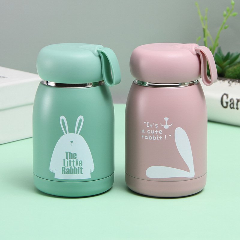 Mini Creative Rabbit Design Stainless Steel Water Bottle Custom Cute Thermos Vacuum Flasks Insulated Tumbler Cup with Lid