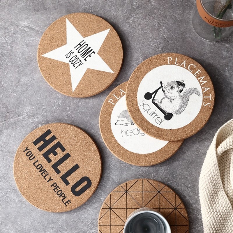 Creative Cork Mug Coaster Thickened Coffee Tea Cup Coaster Pot Dish Bowl Insulation Mat Kitchen Placemat Bowl Pads Home Decor