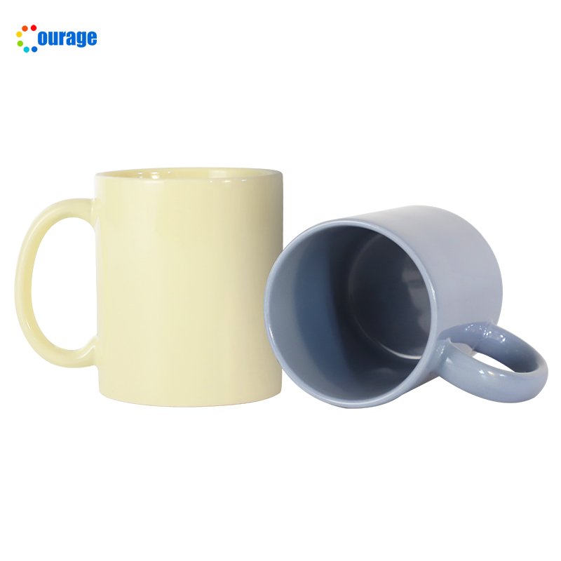 Plain beige color sublimation ceramic blank coffee mugs wholesale 11oz coated sublimation mug cup for sublimation