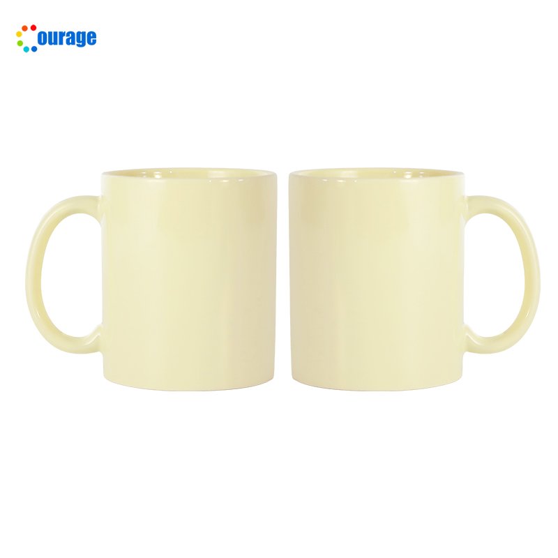 Plain beige color sublimation ceramic blank coffee mugs wholesale 11oz coated sublimation mug cup for sublimation
