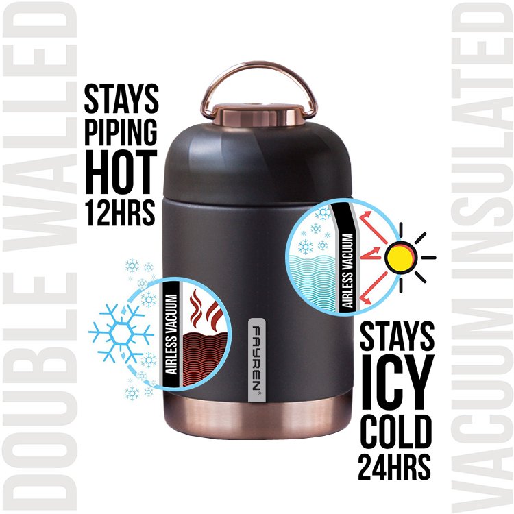 FAYREN High Quality Food Container Stainless Steel Vacuum Flask Thermos Soup Pot With Handle