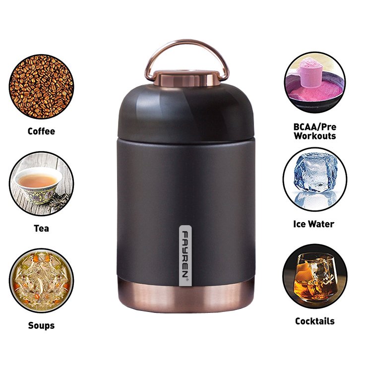FAYREN High Quality Food Container Stainless Steel Vacuum Flask Thermos Soup Pot With Handle