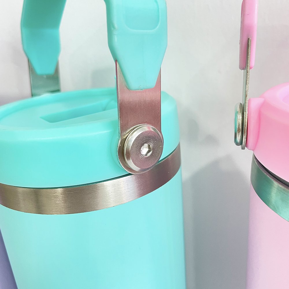 flip straw 30oz matte macaron blank sublimation double walled stainless steel leak proof tumbler water bottle with handle