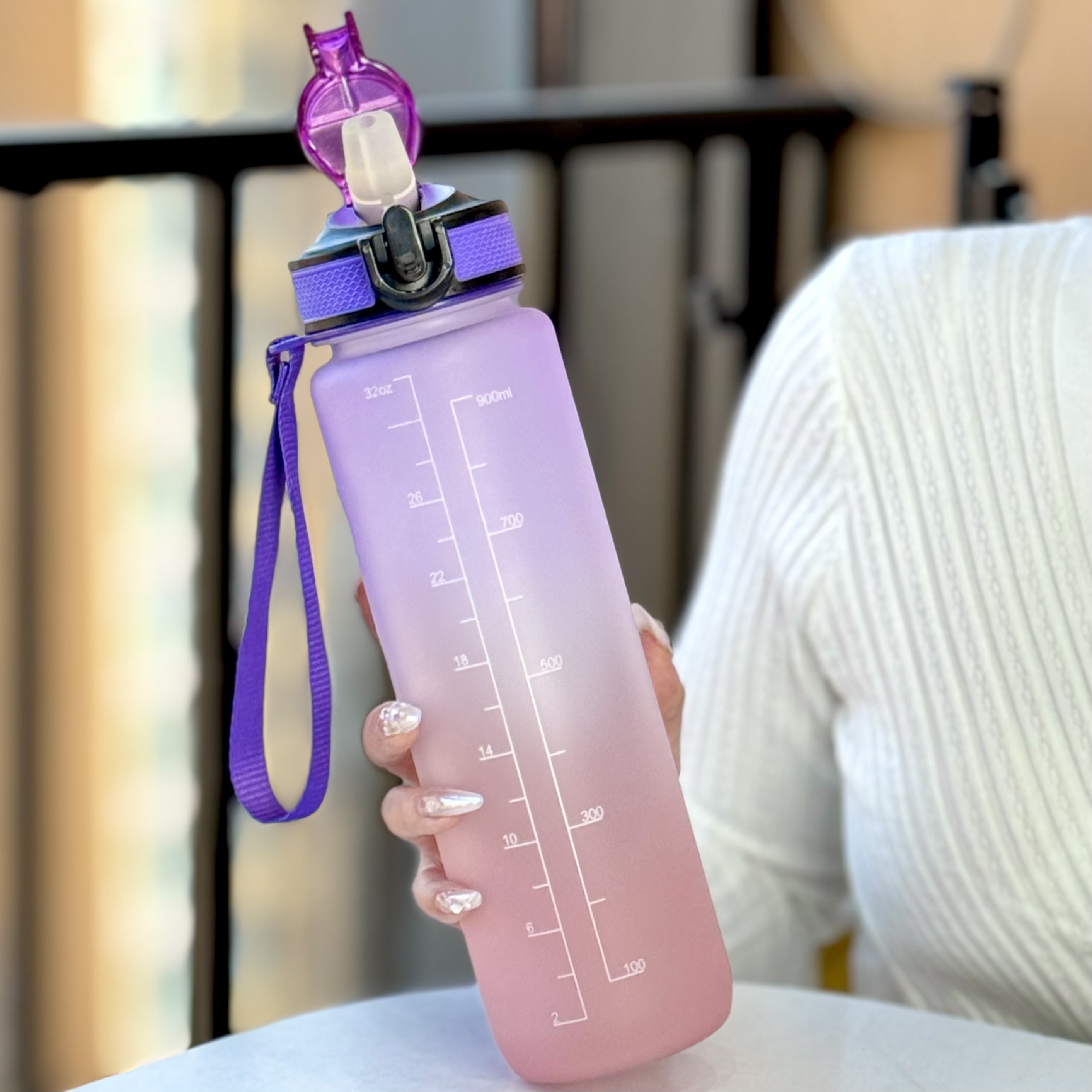 Custom Logo 32oz 32 oz 1L BPA Free Tritan Reusable Gym Sports Motivational Water Bottle with Time Marker and Straw