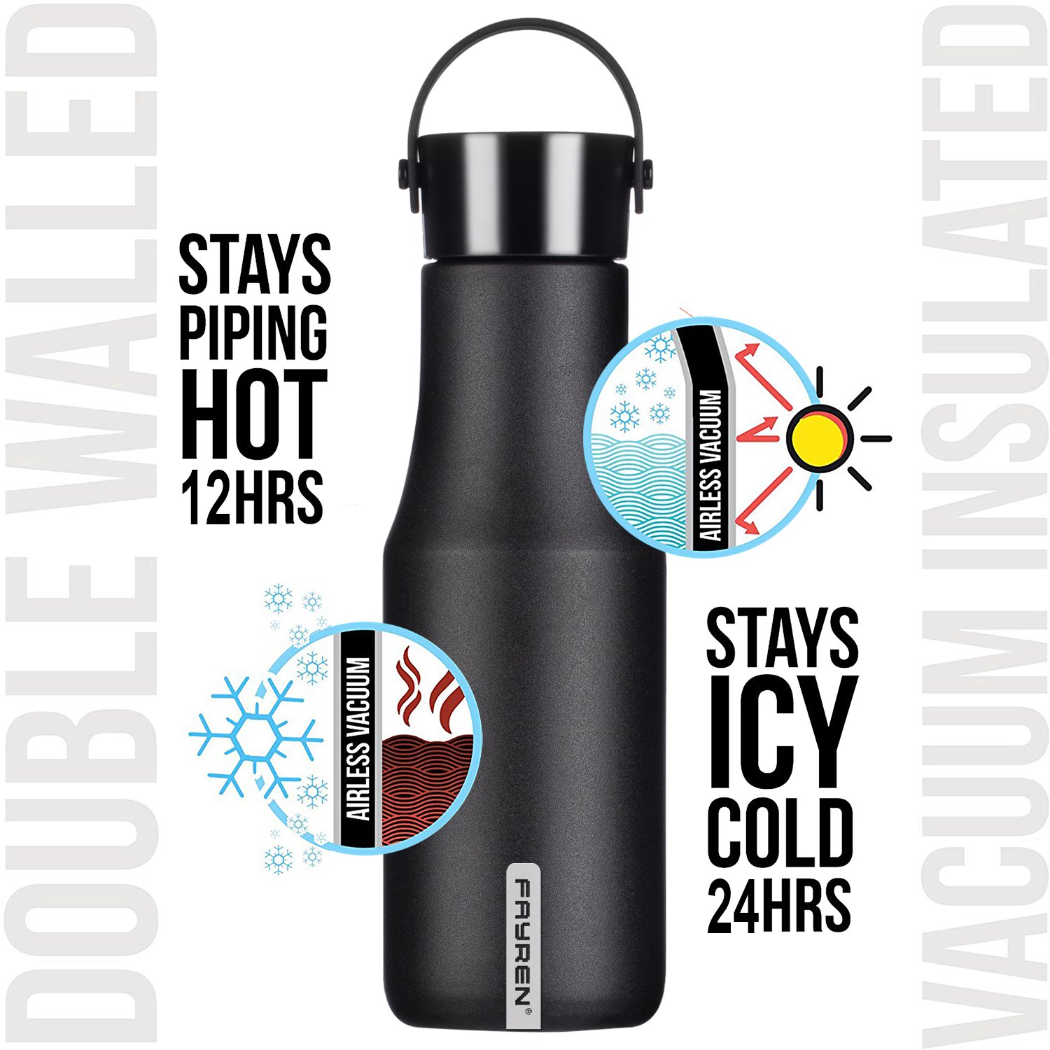 480 ML Eco Friendly Cheap Insulated Thermos Flask Carry Out Handle Double Wall Water Bottle Stainless Thermal Vacuum Flask