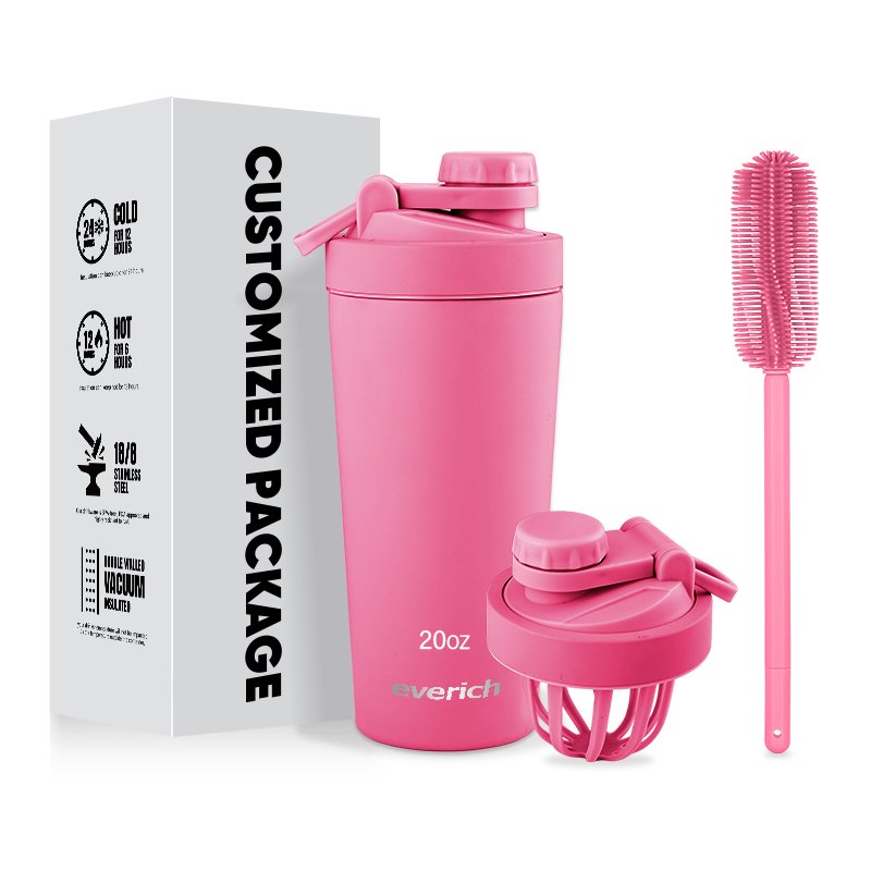 New design double wall insulated 304 stainless steel wholesale protein shaker water bottle bpa free with compartments ball