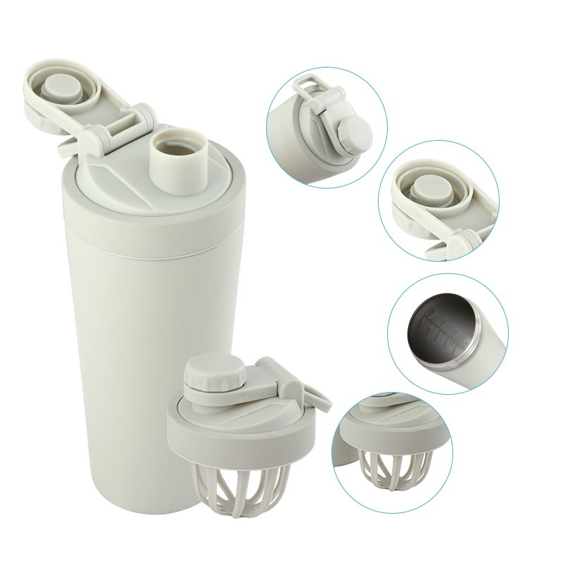 New design double wall insulated 304 stainless steel wholesale protein shaker water bottle bpa free with compartments ball