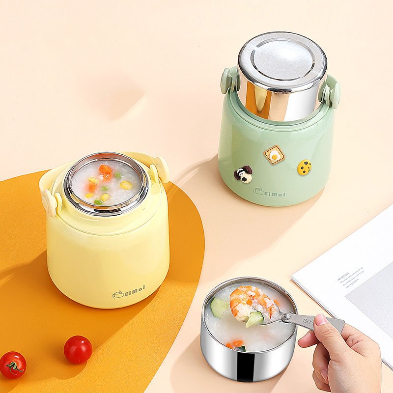 Stainless Steel Warming Vacuum Flask Suitable For Office Workers and Students to Carry Meals Heat Preservation Small Bucket