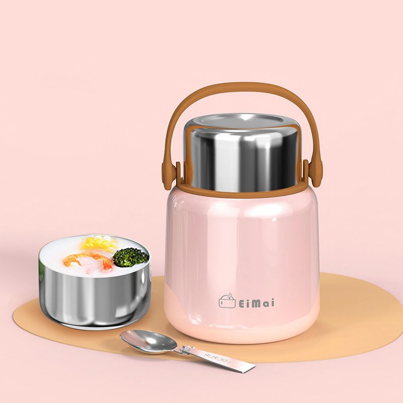 Stainless Steel Warming Vacuum Flask Suitable For Office Workers and Students to Carry Meals Heat Preservation Small Bucket