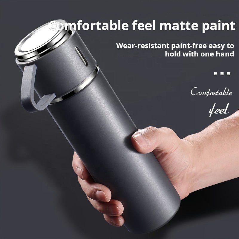 500ML Stainless Steel Vacuum Flask Gift Set Office Business Style Thermos Bottle Outdoor Hot Water Thermal Insulation Couple Cup