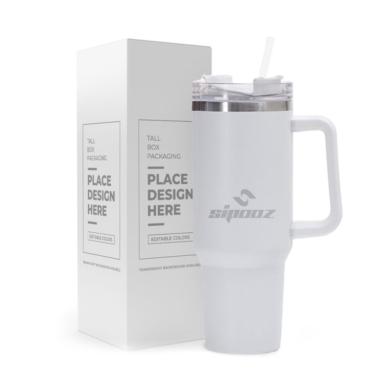 Modern Custom Logo 40oz Big Capacity Vacuum Flask Food Safe Material with Handle and Straw for Travel Outdoor Activities Driving